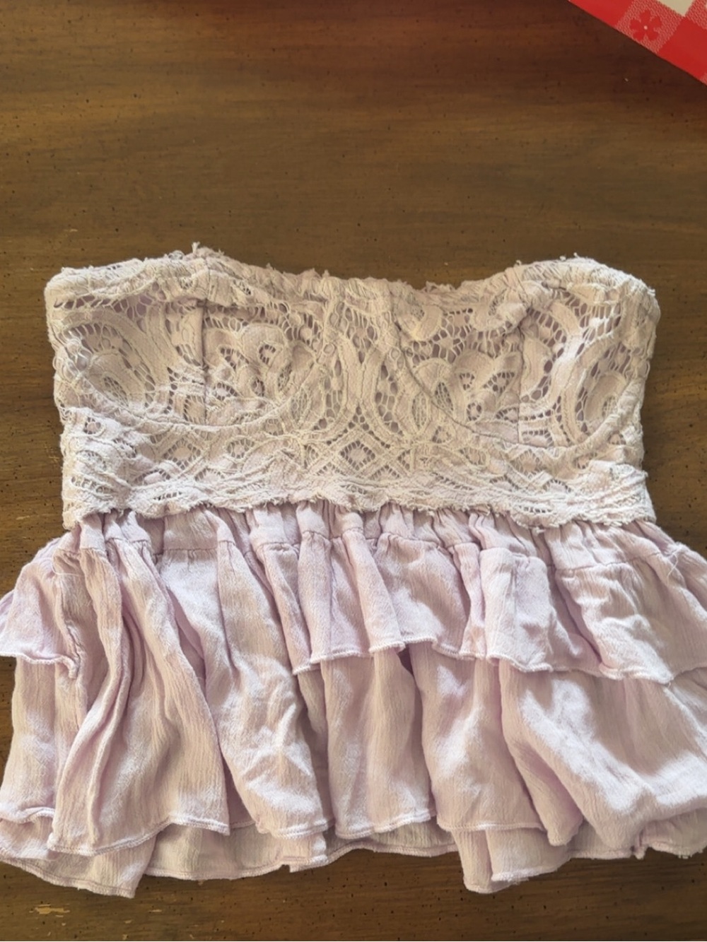 Free People Strapless Lace Ruffle Tube Top - Light Lavender